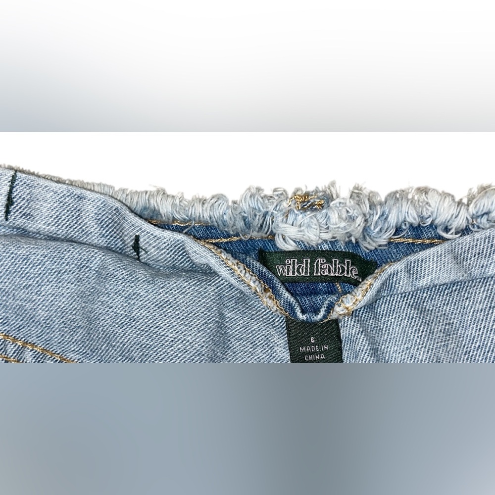100% cotton lace-up light wash denim shorty-shorts size women’s 6 by wild fable - Picture 9 of 10